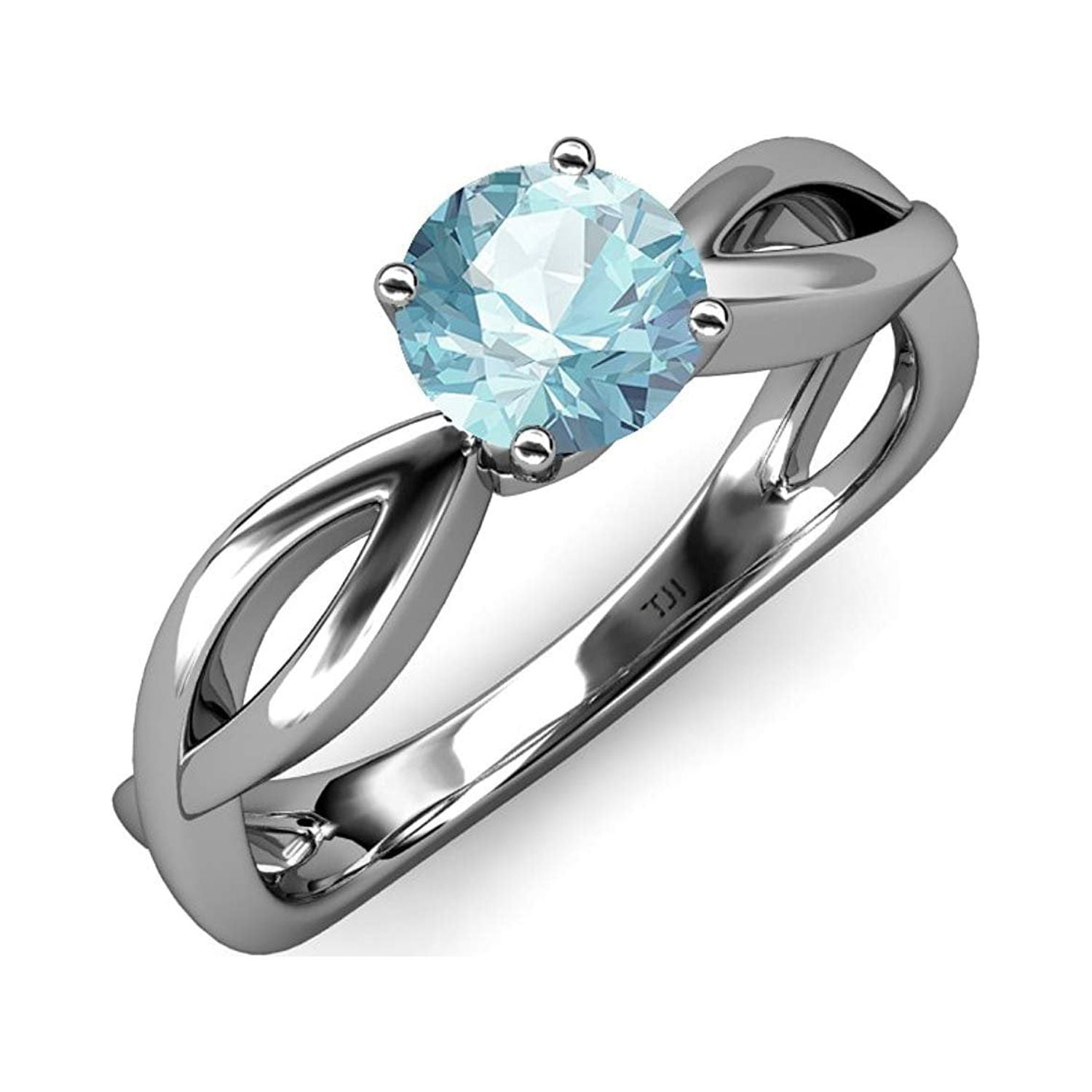 Buy Oval Aquamarine Engagement Ring White Gold Infinity Ring Three Stone  Twist Diamond Ring Bridal Women Promise Ring March Birthstone Ocean Online  in India - Etsy
